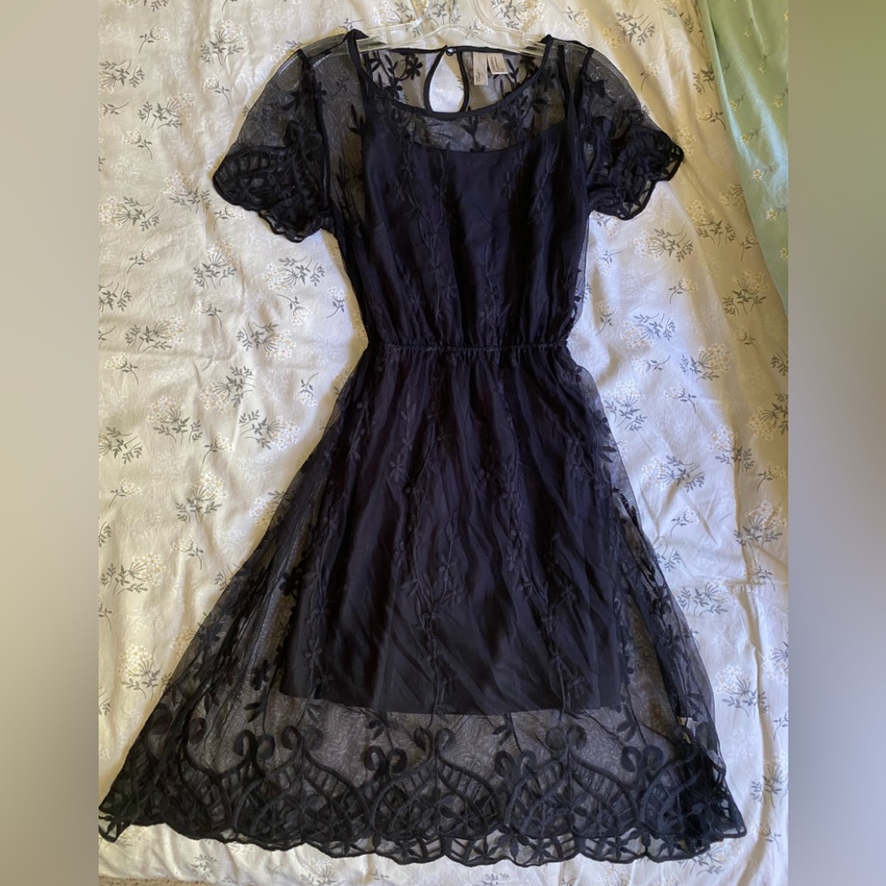 Embroidered dress with slip
